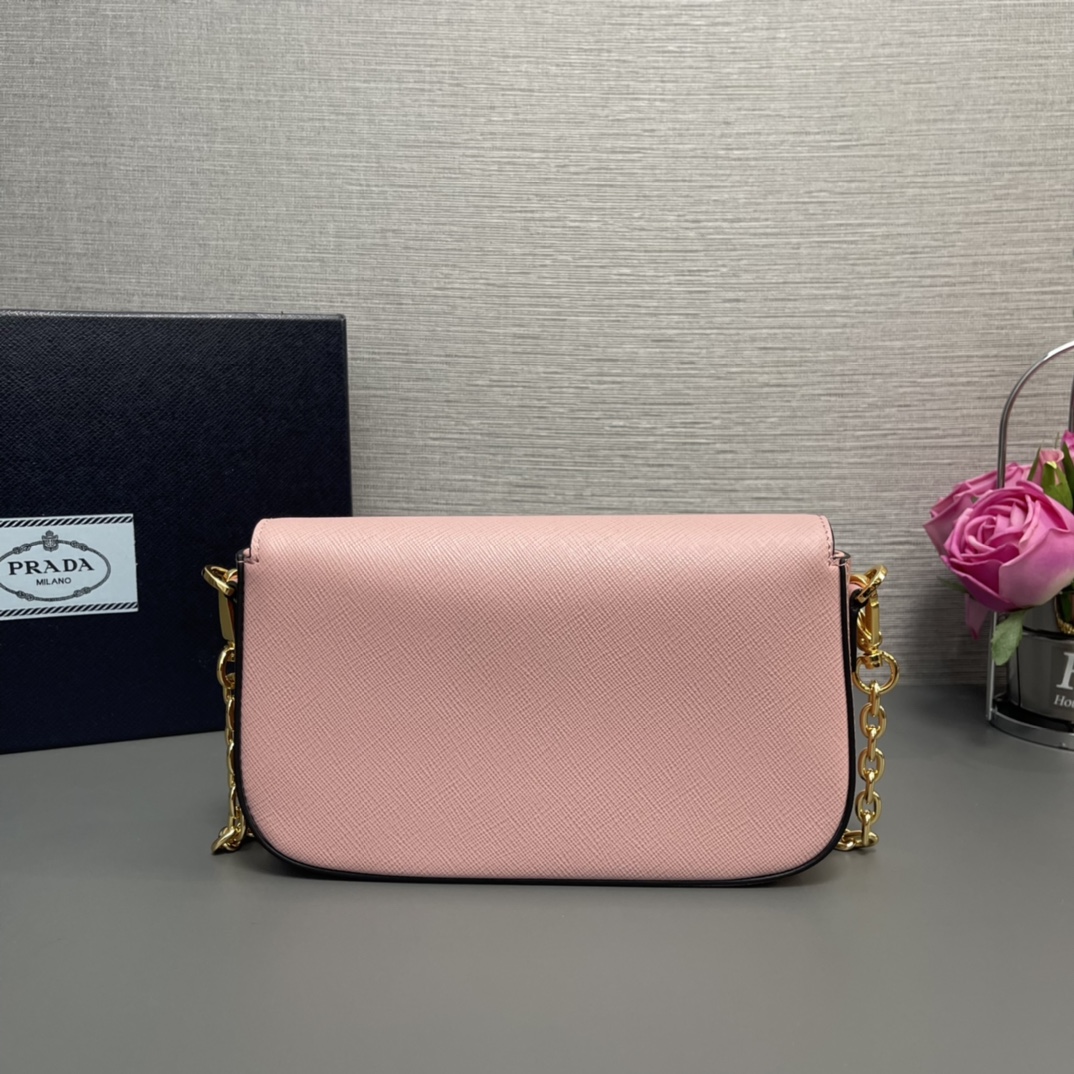 Prada Mini Saffiano Leather Shoulder Bag Handbag Pink 1BD356